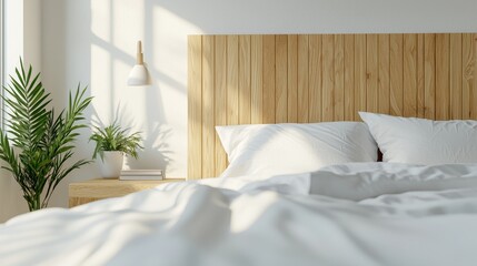 Cozy bedroom with simple bed modern home interior design bright space