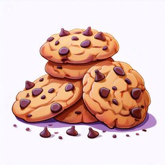 Fototapeta premium Vector pattern of cookies with chocolate chips. Cookie day. Box, packaging of cookies with chocolate crumbs. cookies with chocolate chips. Cookie day isolated vector illustration, logo, icon cutout
