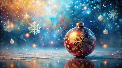 Abstract oil painting of Christmas ball with scattering snowflakes, Christmas, ball, abstract, oil painting, snowflakes