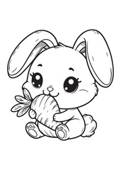 Coloring page design rabbit eat carrot 