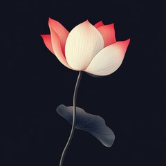 Pink Lotus Flower on Black Background
