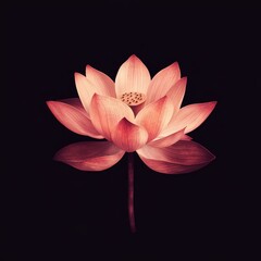 Pink Lotus Flower on a Black Background