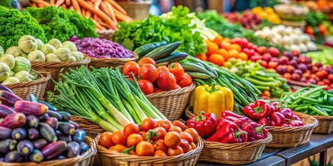 Fresh vegetables at the market, fresh, vegetables, market, organic, produce, colorful, farm, natural, healthy, raw, variety
