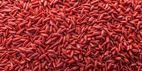 Fototapeta premium Top view of dried red yeast rice grains for herbal medicine, HongQu, HongQuMi