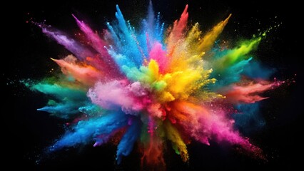 Explosion of colored powder on black background, explosion, colored, powder, black, background, vibrant, celebration, festival