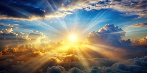 Sunlight glistening through clouds, symbolizing hope and higher power , sunlight, glisten, clouds, ray, hope, symbol