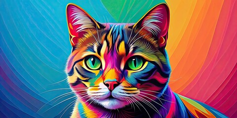 cat in vibrant pop art, feline art, colorful cat, pop culture animal, modern art style