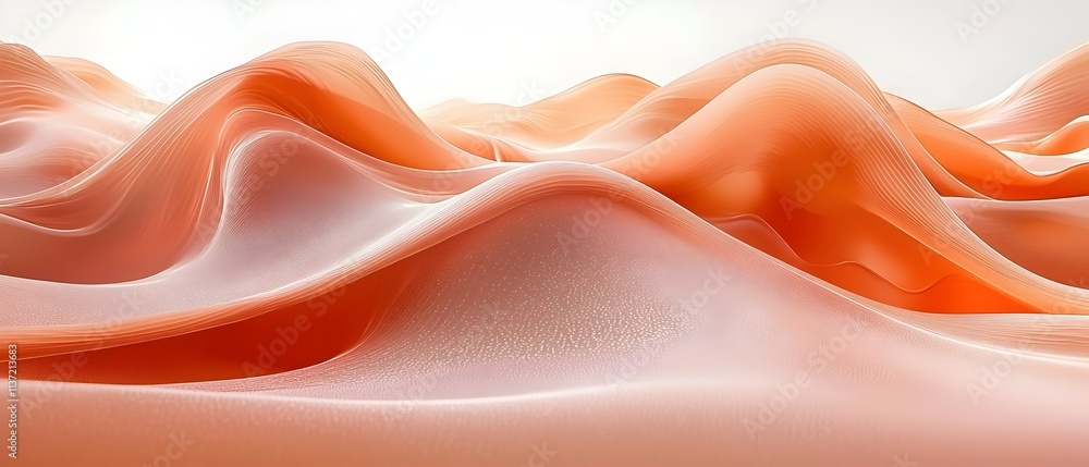 Poster a serene and abstract landscape featuring soft, undulating waves in shades of peach and cream, creat