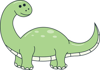Dinosaurs Illustration in Flat Cartoon Design. Isolated Vector Character