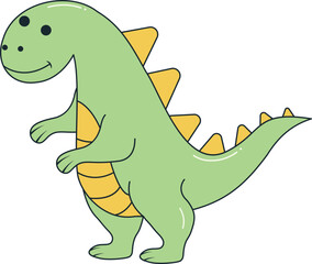 Dinosaurs Illustration in Flat Cartoon Design. Isolated Vector Character