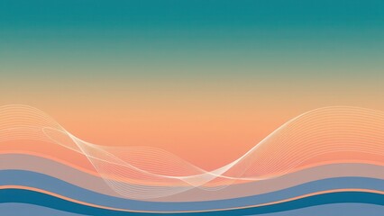 Naklejka premium features two visually appealing backgrounds with wavy lines. the first background boasts a gradient of teal and orange hues, creating a warm and inviting atmosphere reminiscent of a sunset on the