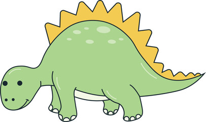 Dinosaurs Illustration in Flat Cartoon Design. Isolated Vector Character
