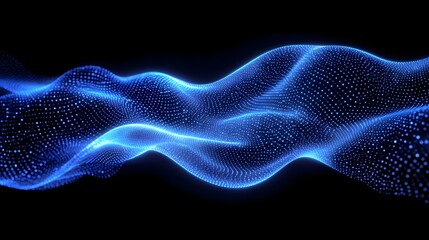 Abstract Blue Digital Wave Flow with Dots