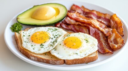 Delicious Breakfast Plate with Eggs and Bacon