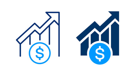 Stock market icons. Vector illustration. Symbol of profit and economic progress.
