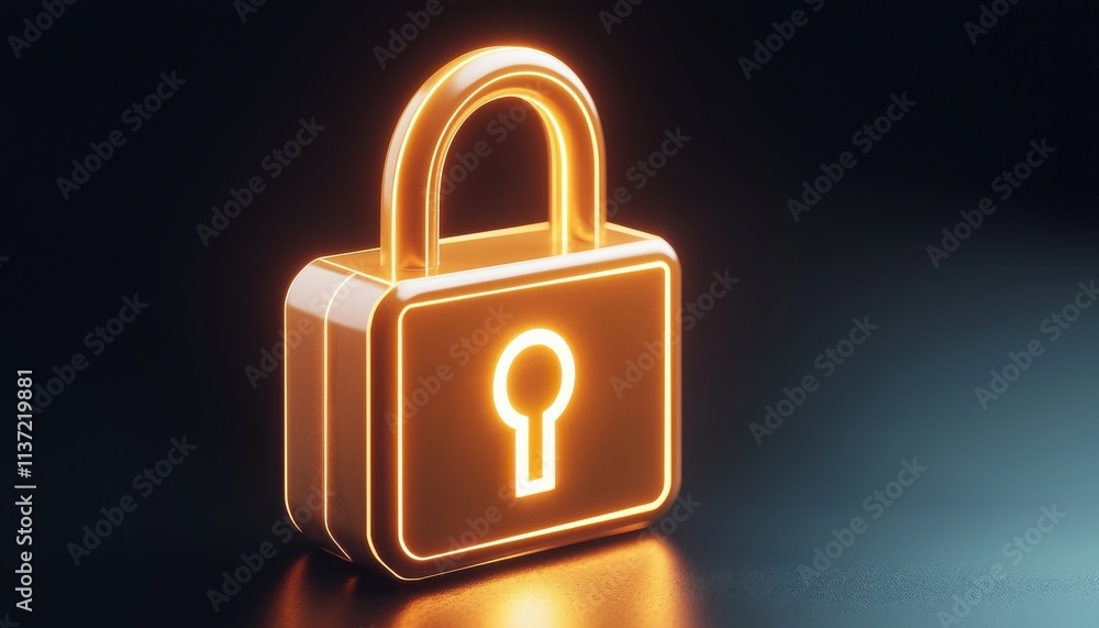 Poster vpn privacy safety lock technology secure concept. glowing padlock symbolizing security and protecti