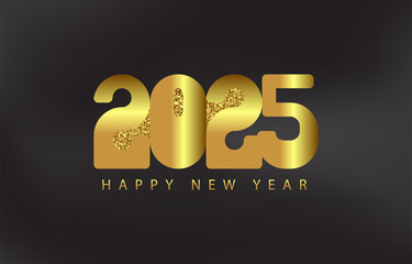 Happy New Year 2025 Gold Glitter has a Beautiful Bright And Shining Design And a Black Background