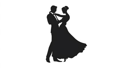 Elegant Couple Silhouette Ballroom Dance Pose