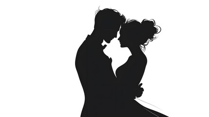 Silhouette of a Couple Embracing Tenderly