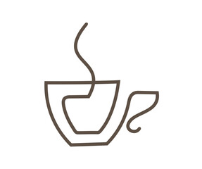 Coffee Cup Drawing Vector Logo,or Continuous Single line cup coffee