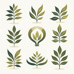 leaf icon set for design