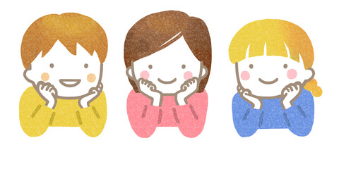 頬杖をついている子供