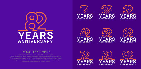 Anniversary logo set vector design, orange and white color for celebration event