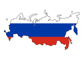 Fototapeta premium Outline of Russia with flag inserted