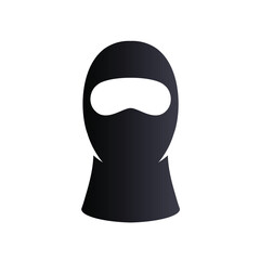 flat vector image on white background, black balaclava icon, man hiding his face