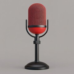 Red microphone with a black base