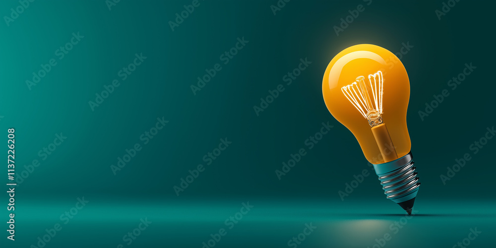 Aufkleber Glowing light bulb standing on its tip on gradient background symbolizing new idea
