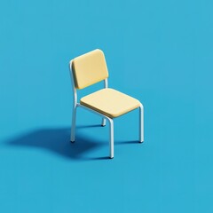 Fototapeta premium Yellow chair is sitting on a blue surface