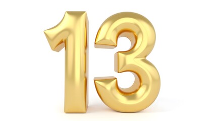 Obraz premium Golden Number Thirteen: A 3D Render of the Number 13