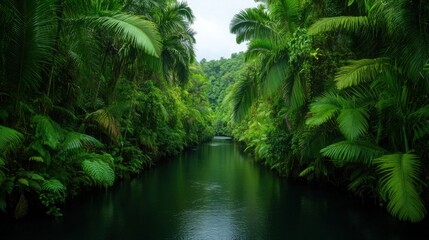 Lush forest abundance serene rainforest landscape nature tranquility