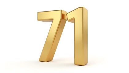 Fototapeta premium Golden Number Seventy-One: A 3D Render