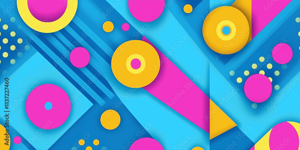 Aufkleber colorful abstract background with geometric shapes and circles floating