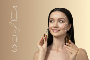 Botox. Skin Care. Facial care concept, girl with charts.