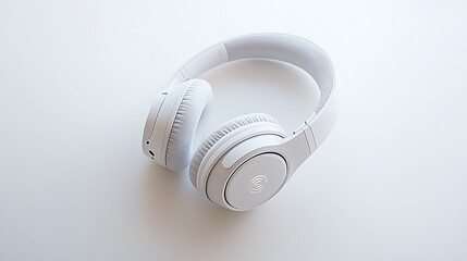 White Wireless Over Ear Headphones Resting on White Background