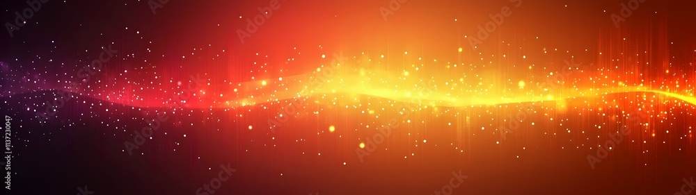 Poster a vibrant abstract background featuring a flowing wave of warm colors, transitioning from deep purpl