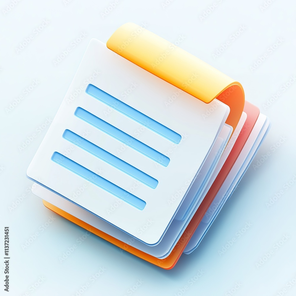 Poster stack of colorful sticky notes with a blue line in the middle
