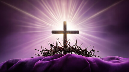 Crown Thorns And Cross Glowing