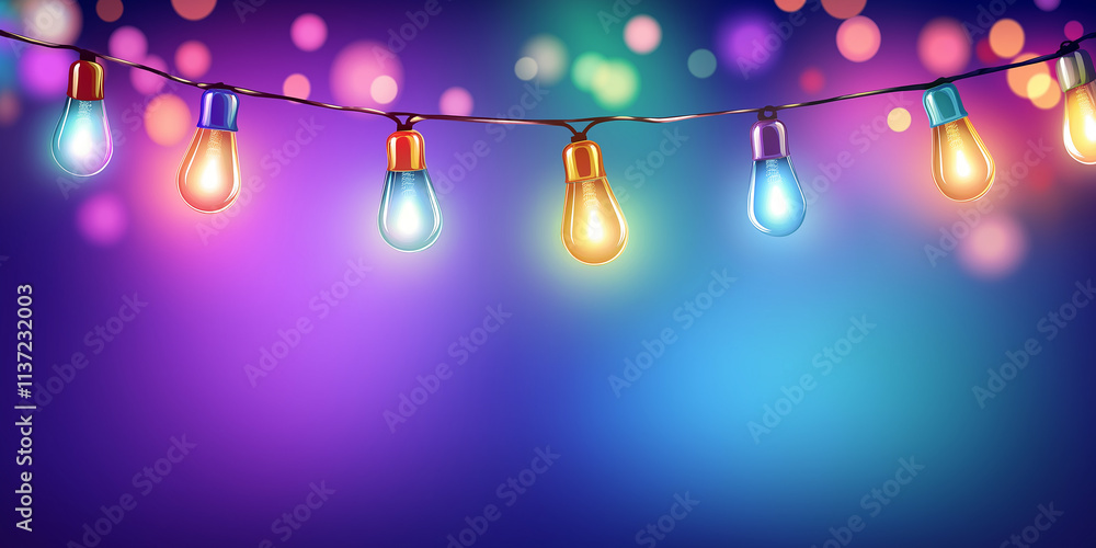 Aufkleber Glowing string lights creating a vibrant and festive atmosphere