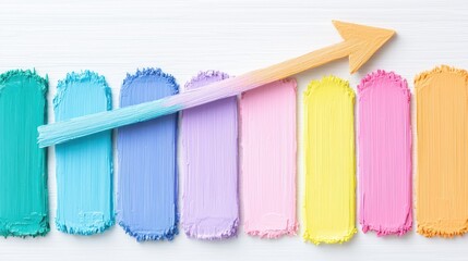 Obraz premium Colorful Paint Strokes With Arrow Illustrating Creative Growth Concept