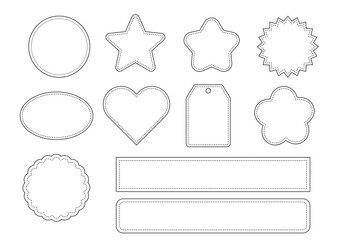 縫い目のような点線の入ったフレームセット　主線あり