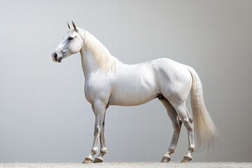 Elegant White Horse Against a Neutral Background