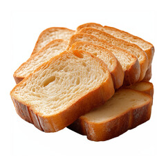 Stack of sliced bread isolated on transparent background.