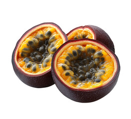 Passion fruit halves isolated on transparent background.