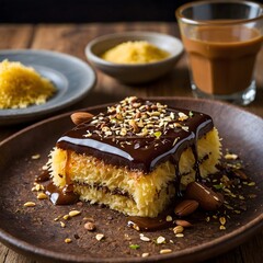 "Kunafa with Chocolate Lava: Crispy Layers and a Gooey Chocolate Core"
