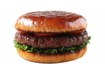 Deliciously crispy cheeseburger ready to eat isolated on transparent background.