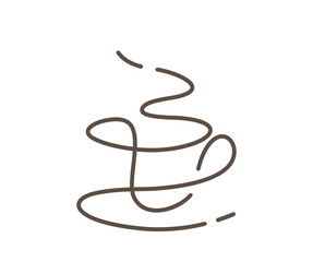 Coffee Cup Drawing Vector Logo,or Continuous Single line cup coffee